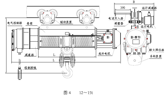 12-15噸防爆電動(dòng)葫蘆結(jié)構(gòu)圖
